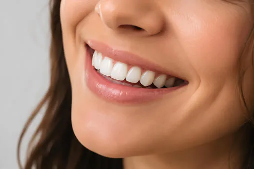 Close-up of a healthy smile after dental cleaning