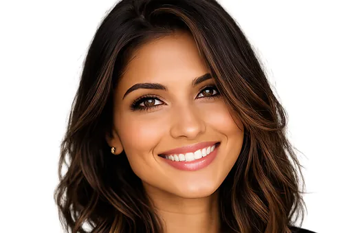 Woman with a beautiful smile showcasing porcelain dental work